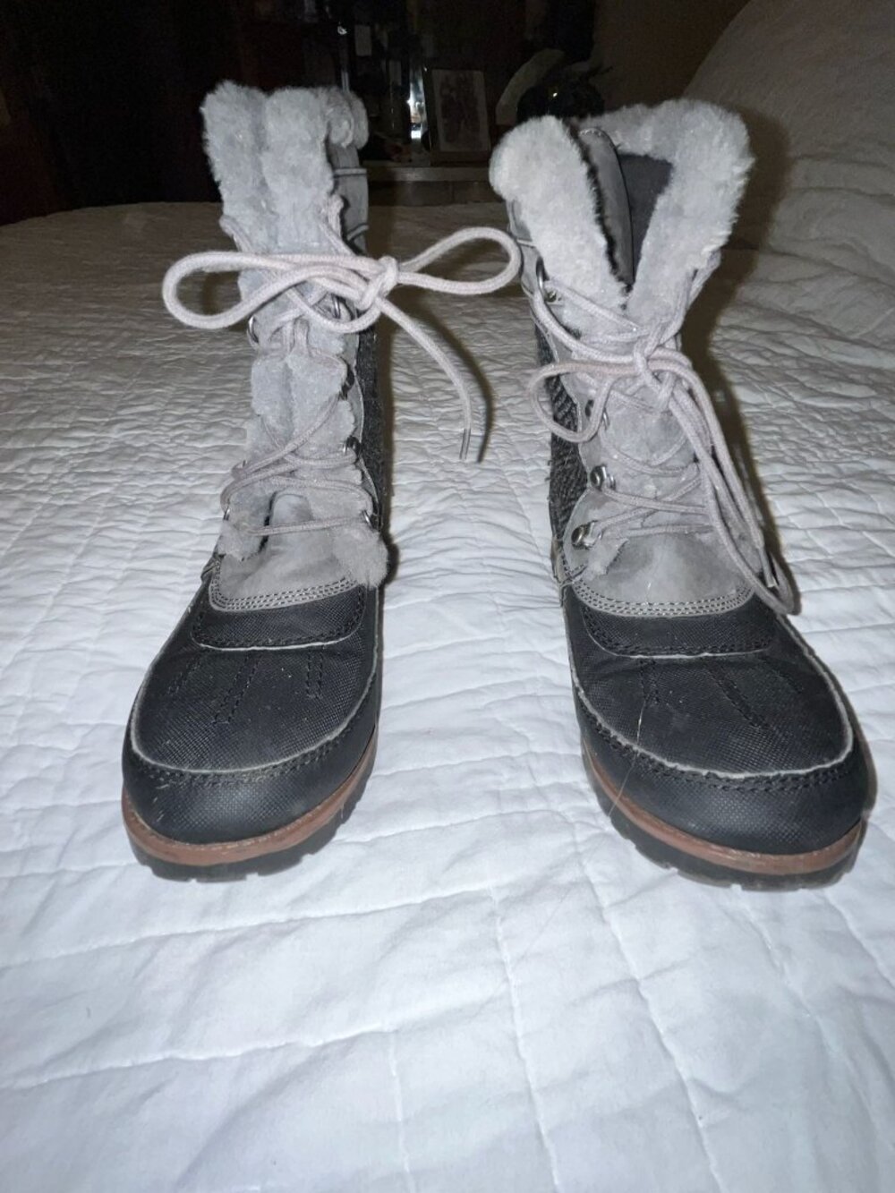 Rock Candy Womens Faux Fur Lined Winter Boots Lace-Up With Buckle Detail Size 8